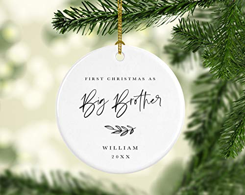 Personalized Sibling Round Ceramic Porcelain Christmas Tree Ornament Keepsake Collectible Gift