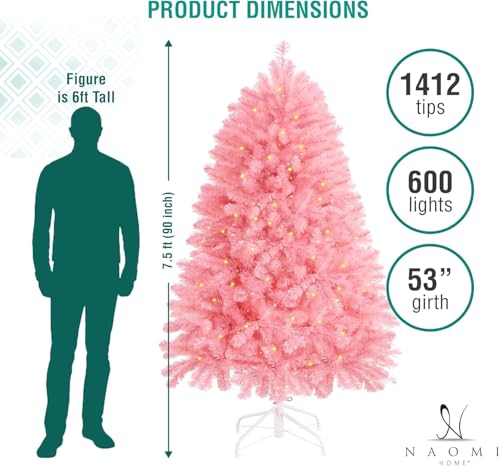 7.5ft Pink Christmas Tree with Lights