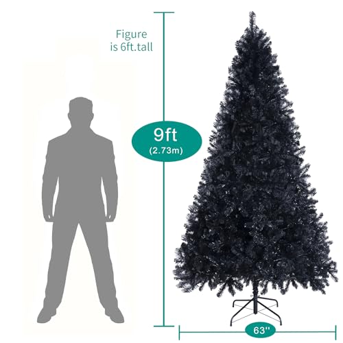 9ft Black Christmas Tree with Lights