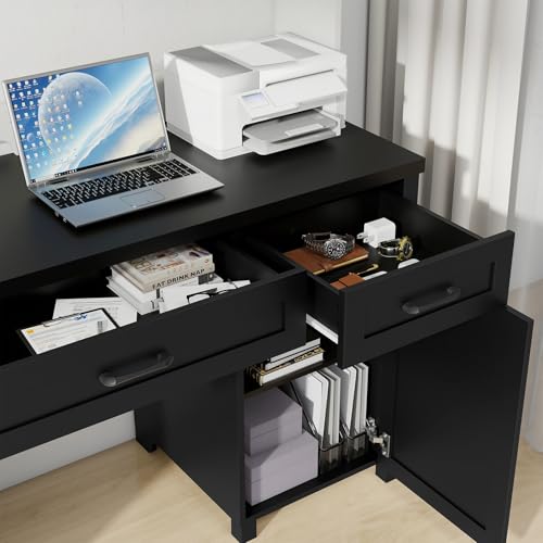 Farmhouse 61'' Executive Desk with 5 Drawers
