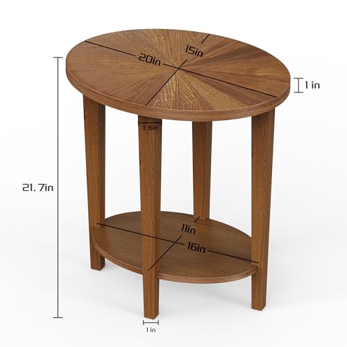 Solid Wood Oval End Table