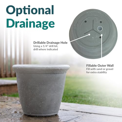 Sunnydaze Anjelica 15.25'' Large Plastic Planter Pot for Plants (2 Count)