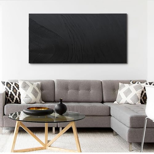Canvas Wall Art Decor Modern Textured Wall Art Decor Canvas Art Wall Decor Black Silence Wall Painting Decorations Artwork Wall Art Prints for Room Living Room Bedroom Office Decor 24"X48"