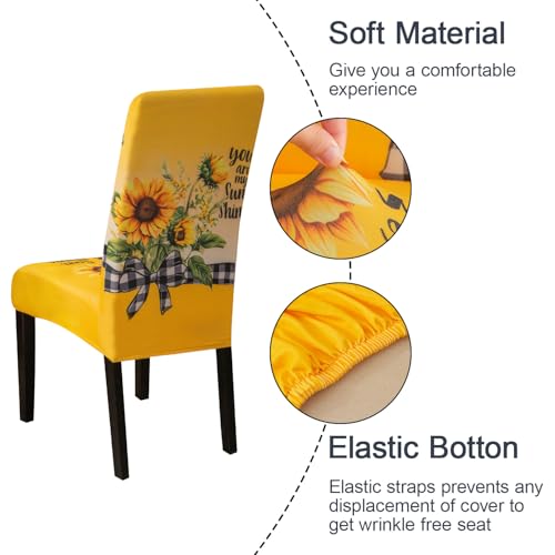 Sunflower Chair Covers for Dining Room Set of 6 (6 Count)