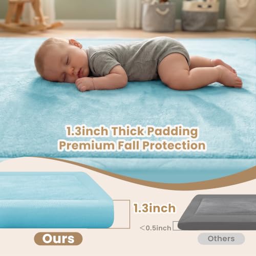 Baby Play Mat for Floor 1.3" Thick Memory Foam Play Mats 71"×79" Tummy Time Crawling with Non