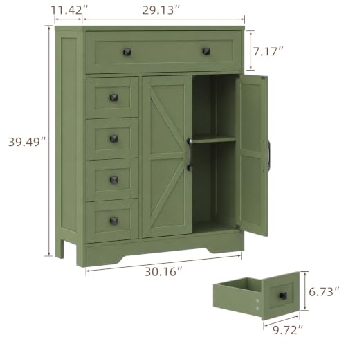 Farmhouse Storage Cabinet with 2 Doors and 5 Drawers