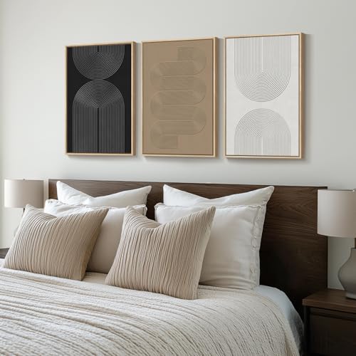 Framed Black and White Neutral Abstract Wall Art set (3 Count)