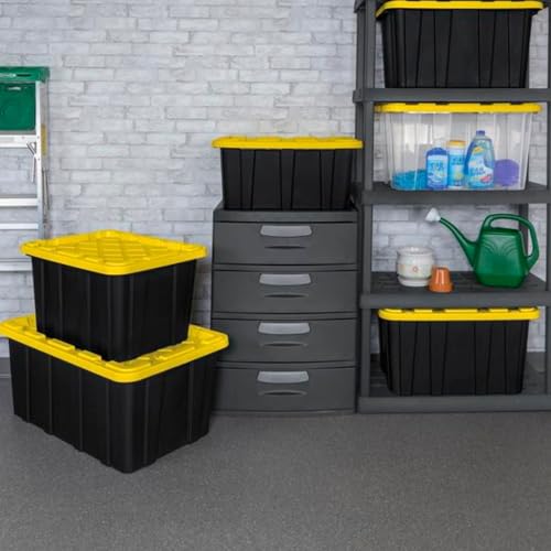 Industrial Storage Tote with Lids for Garage (8 Count)