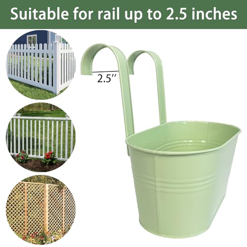 8 Pack 10" Balcony Hanging Metal Fence Planters Flower Pots (8 Count)