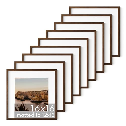 Walnut Oak Wood 16x16 Picture Frames (9 Count)