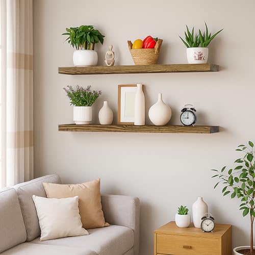 Wood Floating Shelves for Wall 60 inch Set of 2