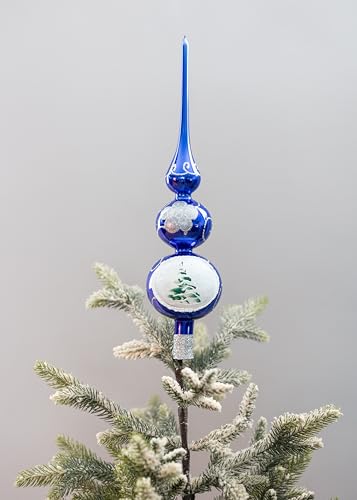 Tree Topper Mouth Blown Crystal Finial Tree Topper Traditional Tree Toppers Christmas Decorations Hand Decorated Made in Poland