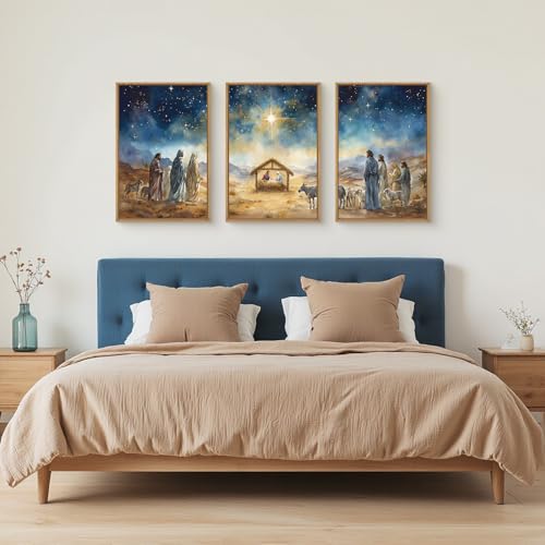Large Bible Christian Religious Framed Canvas Wall Art Set
