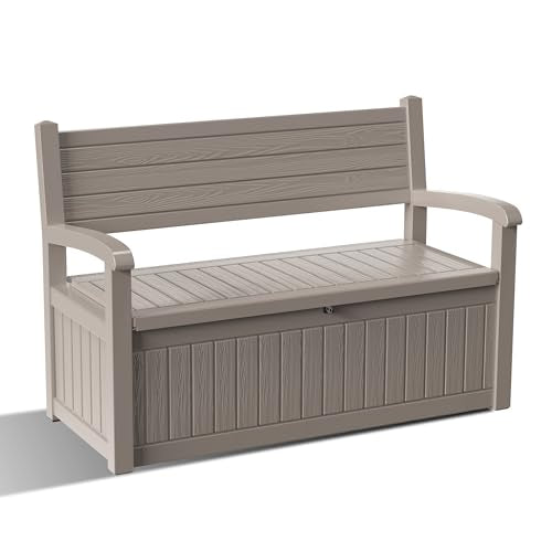 80 Gallon Outdoor Storage Bench Lockable Deck Box Outdoor Storage Box Waterproof for Patio