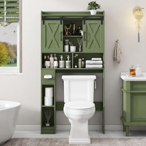 Over The Toilet Storage Cabinet with Sliding Doors