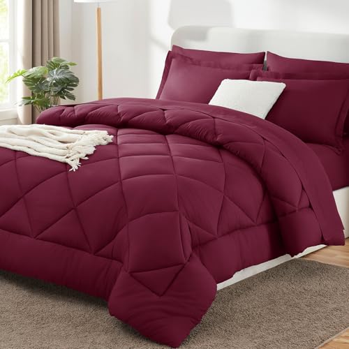 Oversized King Size Comforter Set Burgundy