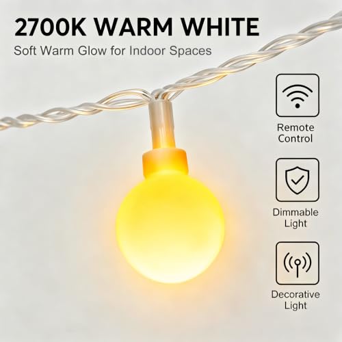 65.6ft Globe String Lights with Remote for Indoor Bedroom Warm White (65.6 Foot)