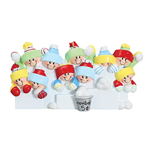 3D Snowball Fight Family of 10 Ornament 2026 Personalized Family Christmas Ornaments 2026