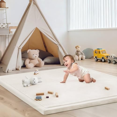 Baby Play Mat for Floor Nursery Rug Muscle Mat Area Rug Playroom Rug 50"x50" Playpen Mat Elastic Foam 1.3" Thick Crawling Mat for Babies