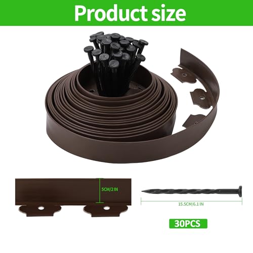 No Digging 2IN x 33FT Garden Edging Border Coil Comes with 30 Pcs Spikes Landscaping Edging Kit