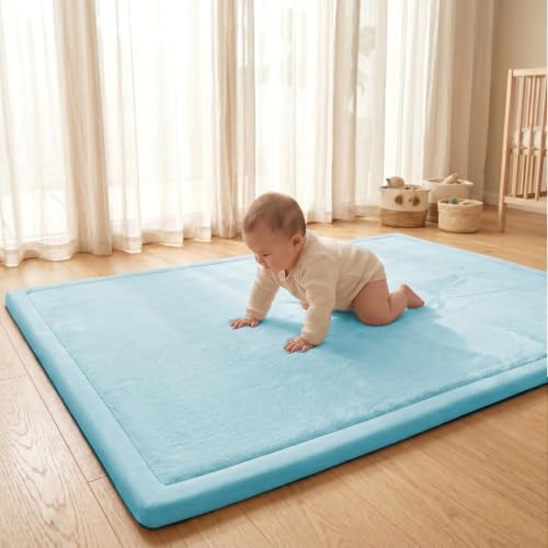 Baby Play Mat for Floor 1.3" Thick Memory Foam Play Mats 71"×79" Tummy Time Crawling with Non