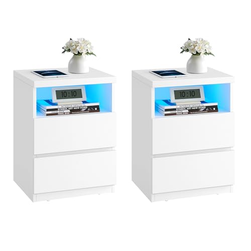 Set of 2 Nightstands with Adjustable LED Lights (2 Count)
