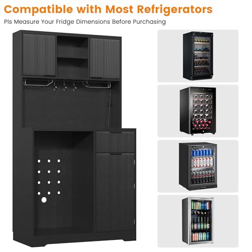 72" Mini Fridge Cabinet with Storage