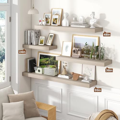 Floating Shelves 47.2" W x 10.3" D Grey Set of 1