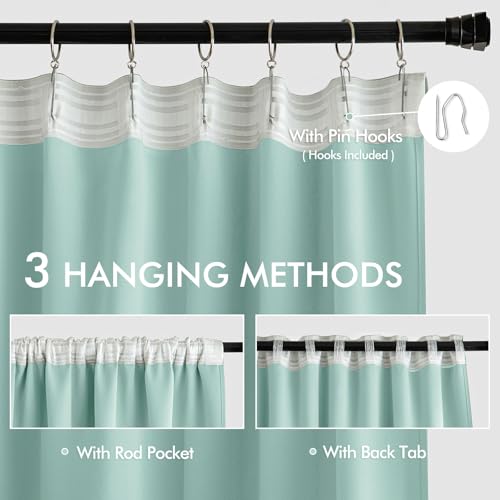 Aqua Back Tab Blackout Curtains 52x96 Inch Long 2 Panels Set (2 Count)