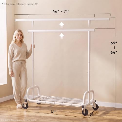 Clothes Rack 450LBS Adjustable Garment Rack with Wheels