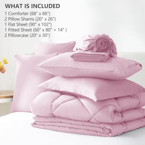 Queen Comforter Set with Sheets Light Pink