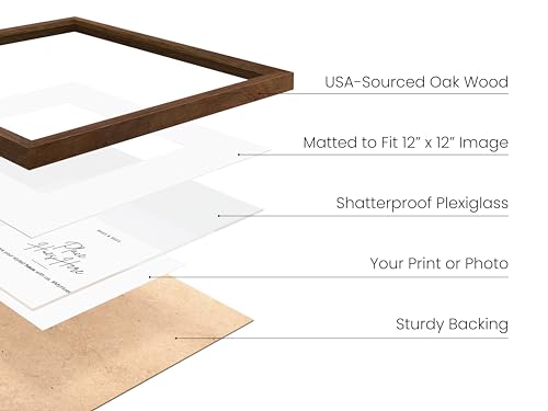 Walnut Oak Wood 16x16 Picture Frames (9 Count)