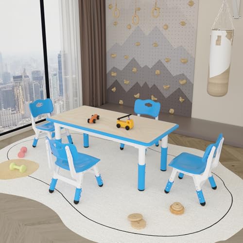 Kids Study Table and 4 Chairs Set