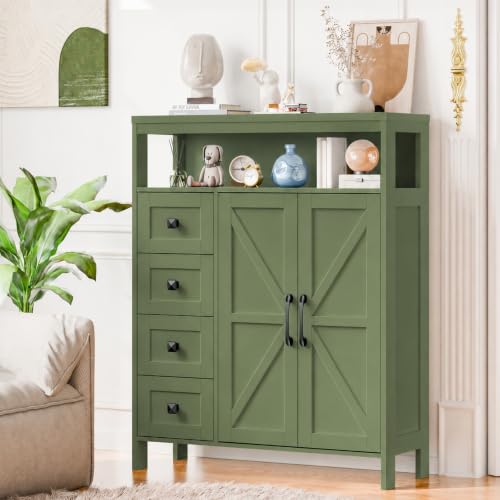 Farmhouse Storage Cabinet with 2 Doors and 4 Drawers
