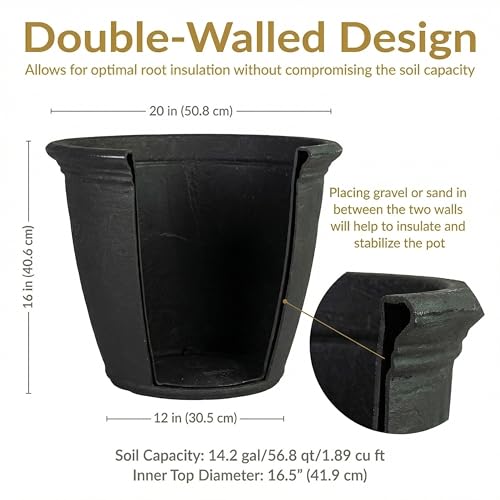 Sunnydaze Anjelica 20'' Large Plastic Planter Pot for Plants (4 Count)