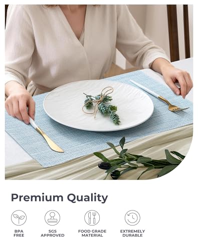 Soft Sky Blue Woven Placemats Set of 12 (2.7 Count)