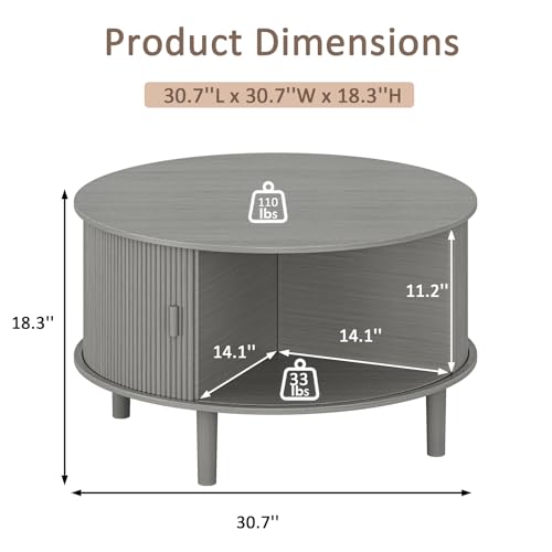 Round Coffee Table with Storage