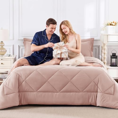 Queen Comforter Set with Sheets Dusty Pink
