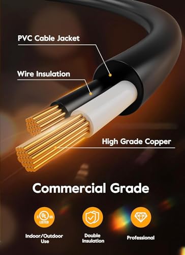 LED Outdoor String Lights for Patio 100FT with 32 Shatterproof S14 Vintage Edison Bulbs (32 Count)