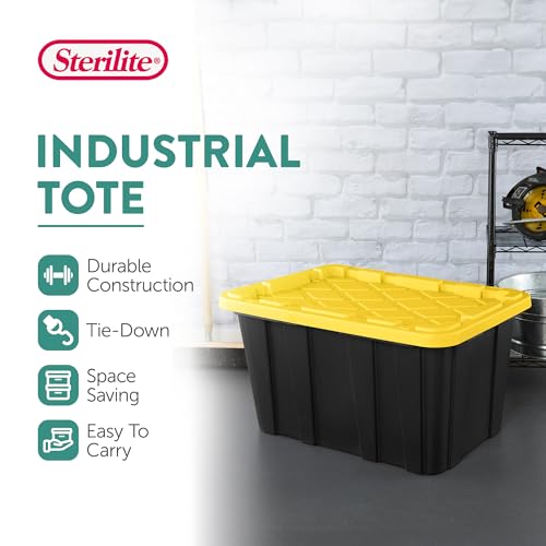 Industrial Storage Tote with Lids for Garage (4 Count)