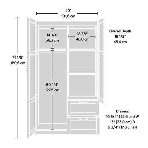 Select Multipurpose Bedroom Armoire Wardrobe Closet Pantry Storage Cabinet with Storage Drawers and Hanging Rail