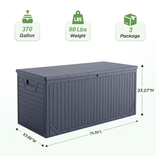 370 Gallon Extra Large Deck Box Waterproof