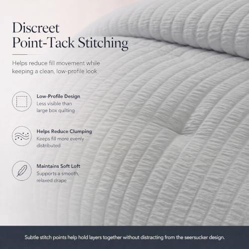 King Size Comforter Set 7 Pieces Light Grey Seersucker Bed in a Bag