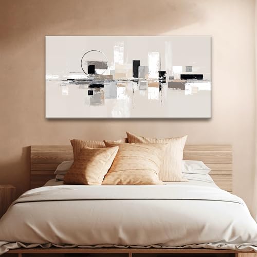 Abstract Canvas Art Wall Decor Black White Wall Art Painting Abstract Wall Decor Prints Grey Brown Minimalist Artwork Picture For Bedroom Kitchen Office Bathroom Home Wall Decoration 20" × 40"