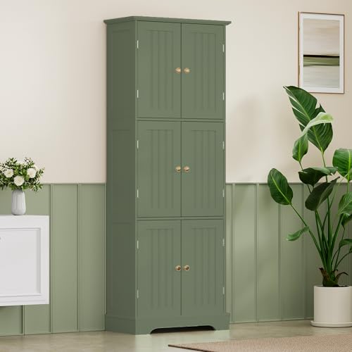63.2" Tall Bathroom Storage Cabinet with 6 Doors