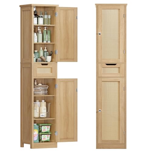 66.9" Tall Bathroom Storage Cabinet with 2 Doors & 1 Drawer