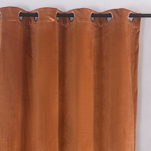 Super Soft Rustic Velvet Curtains Pair Blackout Drapes Room Darkening Panel Grommet Drapery 52 by 63