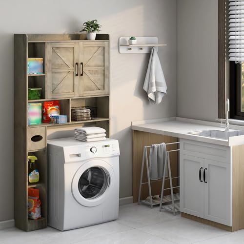 Over The Toilet Storage Cabinet with 2 Barn Doors
