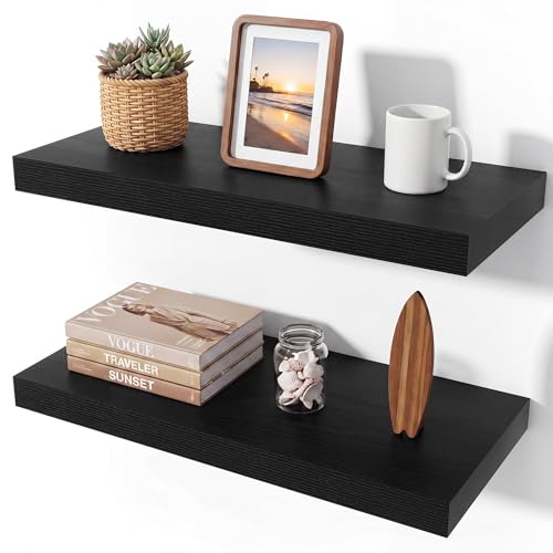 Floating Shelves 23.6" W x 10.3" D Black Set of 2 (2 Count)