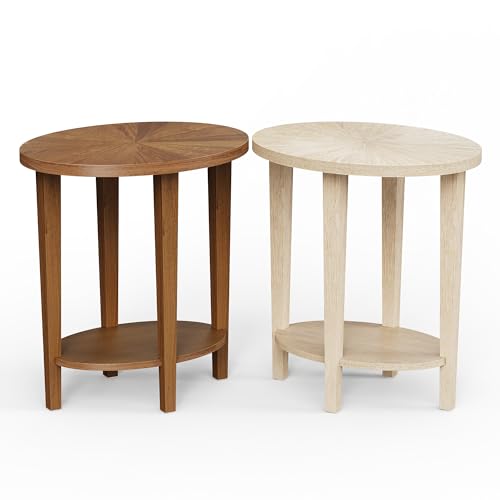 Solid Wood Oval Accent End Table